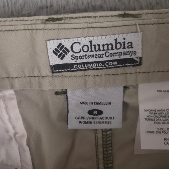 LOT OF 2 Columbia Pants Women 6 Medium Green Tan Cargo Cotton Hiking Straight - Picture 14 of 16